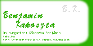 benjamin kaposzta business card